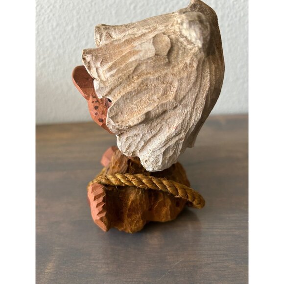 Vintage Hand Carved Henning Norway Wood Gnome Troll Holding Tail 5" - Picture 4 of 7